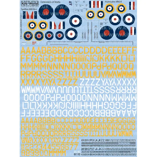 Kits World Kw172217 1/72 Decal For Defenders Of Malta Accessories For Aircraft