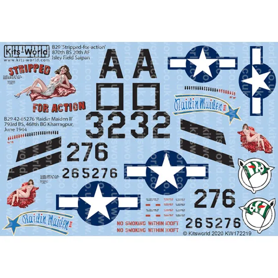 Kits World Kw172219 1/72 Decal For Boeing B-29 Superfortress Accessories Kit