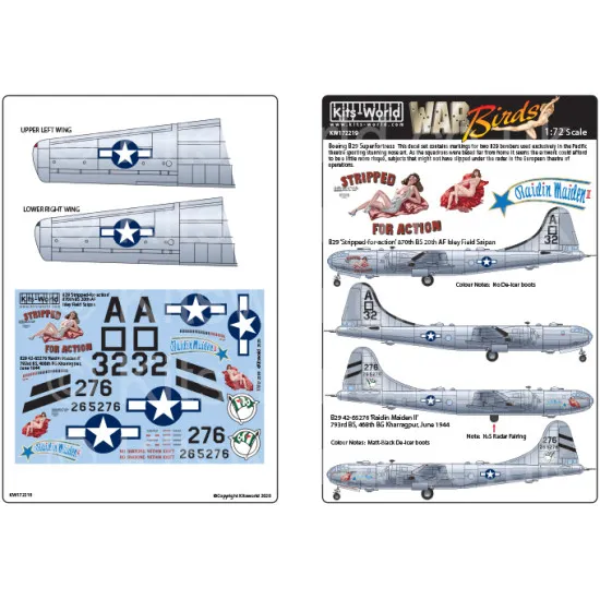 Kits World Kw172219 1/72 Decal For Boeing B-29 Superfortress Accessories Kit
