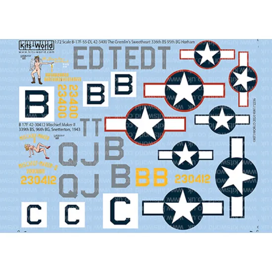 Kits World Kw172236 1/72 Decal For Boeing B-17f Flying Fortress Accessories Kit
