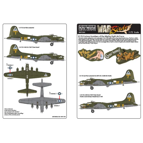 Kits World Kw172241 1/72 Decal For Boeing B-17f Flying Fortress Accessories Kit