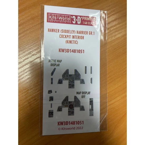 Kits World Kw3d1481051 1/48 3d Decal Instrument Panel Hawker Harrier Gr1 Cockpit Interior For Kinetic