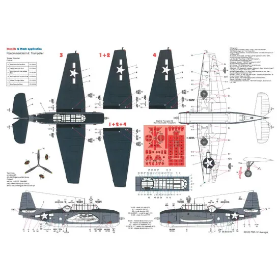 Techmod 32020 1/32 Decal For Avenger Tbf/M-1c Accessories Kit