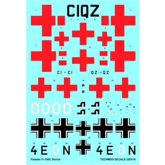 Techmod 32037 1/32 Decal For Fieseler Fi-156c Storch Accessories Kit