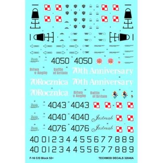 Techmod 32046 1/32 Decal For F-16c/D Block 52 Accessories Kit