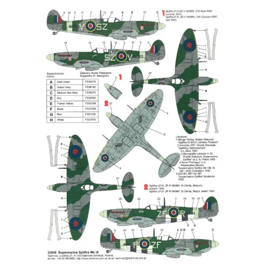 Techmod 32048 1/32 Decal For Spitfire Mk Ix German Ww Ii Accessories Kit