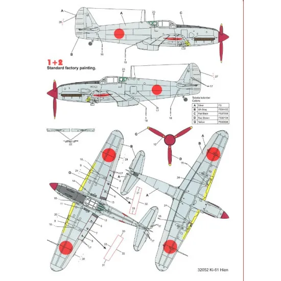 Techmod 32052 1/32 Decal For Ki-61 Hien Accessories For Aircraft