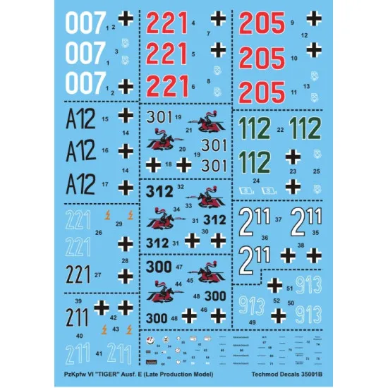 Techmod 35001 1/35 Decal For Pzkpfw Vi Tiger I Late Accessories For Model Kit