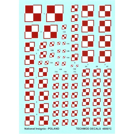 Techmod 48007 1/48 Decal Polish National Insignias Accessories For Aircraft