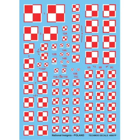 Techmod 48007 1/48 Decal Polish National Insignias Accessories For Aircraft