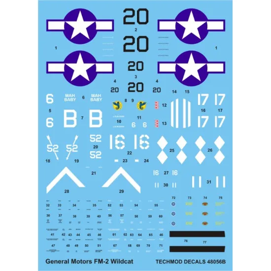 Techmod 48056 1/48 Decal For Wildcat Fm-2 Accessories For Aircraft