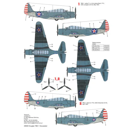 Techmod 48808 1/48 Decal For Tbd-1 Devastator Accessories For Aircraft