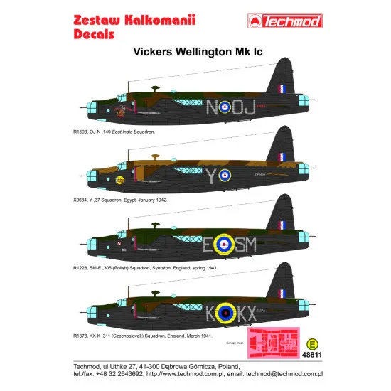 Techmod 48811 1/48 Decal For Wellington Mk Ic Accessories For Aircraft