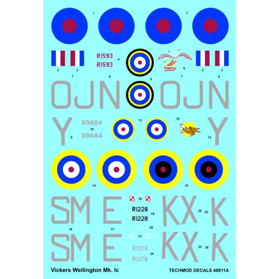 Techmod 48811 1/48 Decal For Wellington Mk Ic Accessories For Aircraft