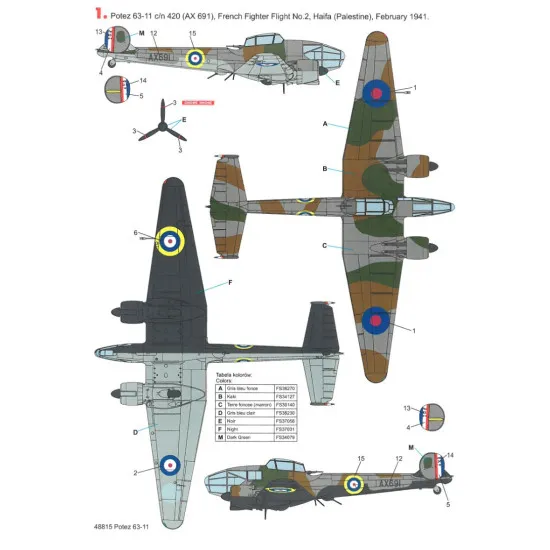 Techmod 48815 1/48 Decal For Potez 63-11 Accessories For Aircraft