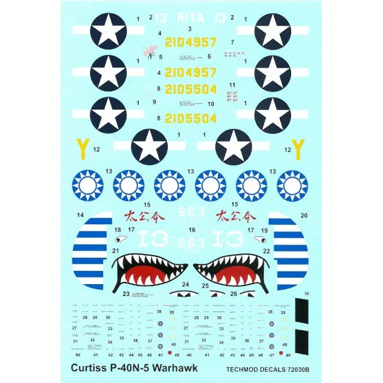Techmod 72030 1/72 Decal For P-40n-5 Warhawk Accessories For Aircraft