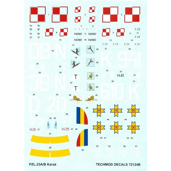 Techmod 72124 1/72 Decal For Pzl-23a/B Karas Accessories For Aircraft