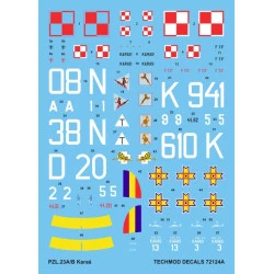 Techmod 72124 1/72 Decal For Pzl-23a/B Karas Accessories For Aircraft