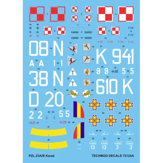 Techmod 72124 1/72 Decal For Pzl-23a/B Karas Accessories For Aircraft