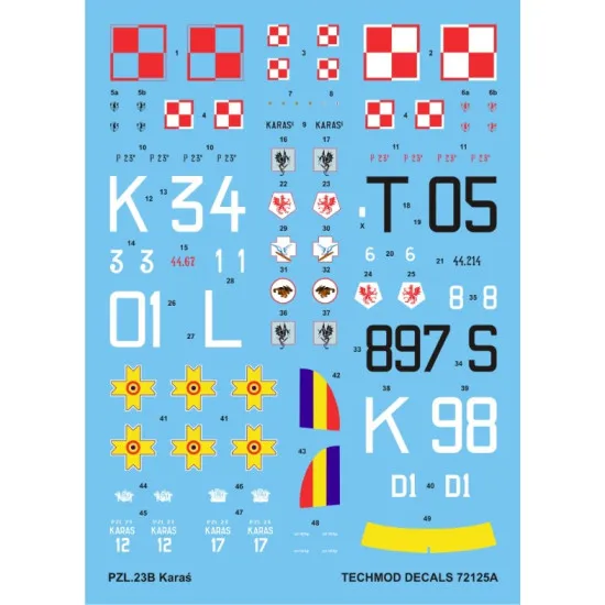 Techmod 72125 1/72 Decal For Pzl-23b Karas Accessories For Aircraft