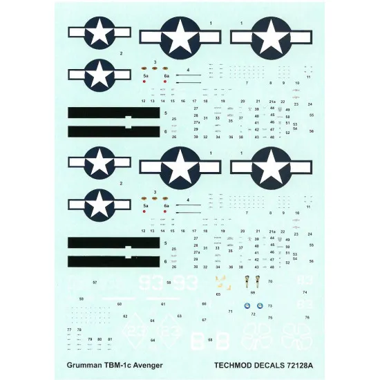 Techmod 72128 1/72 Decal For Avenger Tbm-1c Accessories For Aircraft