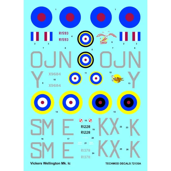 Techmod 72135 1/72 Decal For Wellington Mk Ic Accessories For Aircraft