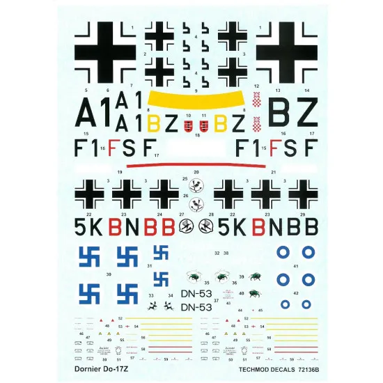 Techmod 72136 1/72 Decal For Dornier Do-17z Accessories For Aircraft