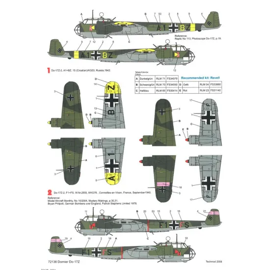 Techmod 72136 1/72 Decal For Dornier Do-17z Accessories For Aircraft