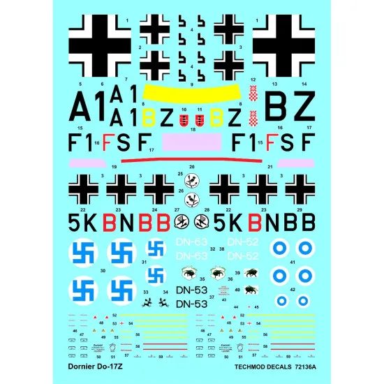 Techmod 72136 1/72 Decal For Dornier Do-17z Accessories For Aircraft