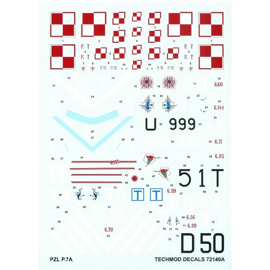 Techmod 72140 1/72 Decal For Pzl P-7 Accessories For Aircraft