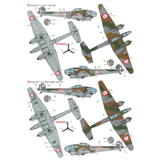 Techmod 72143 1/72 Decal For Potez 63-11 Accessories For Aircraft