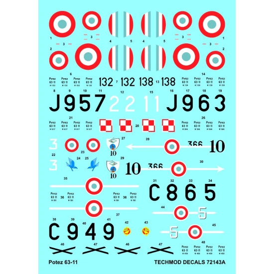 Techmod 72143 1/72 Decal For Potez 63-11 Accessories For Aircraft