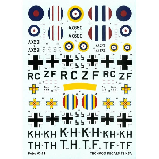 Techmod 72145 1/72 Decal For Potez 63-11 Accessories For Aircraft