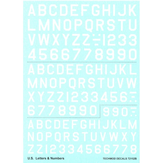 Techmod 72152 1/72 Decal U.s. Letters And Numbers White Accessories For Aircraft