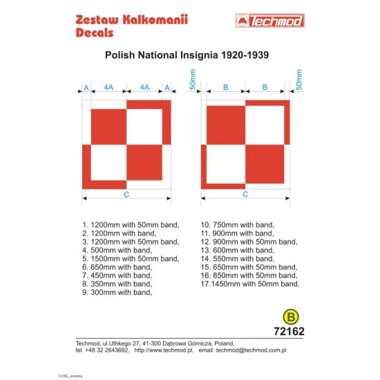Techmod 72162 1/72 Decal Polish National Insignia 1920-39 Accessories For Aircraft