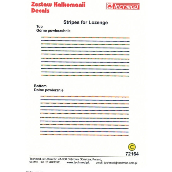 Techmod 72164 1/72 Decal Stripes For Lozenge Accessories For Aircraft