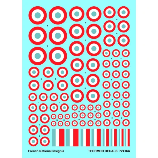 Techmod 72416 1/72 Decal French National Insignia Accessories For Aircraft