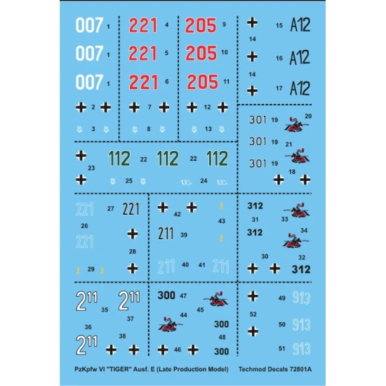 Techmod 72801 1/72 Decal For Pzkpfw Vi Tiger I Late Accessories For Model Kit