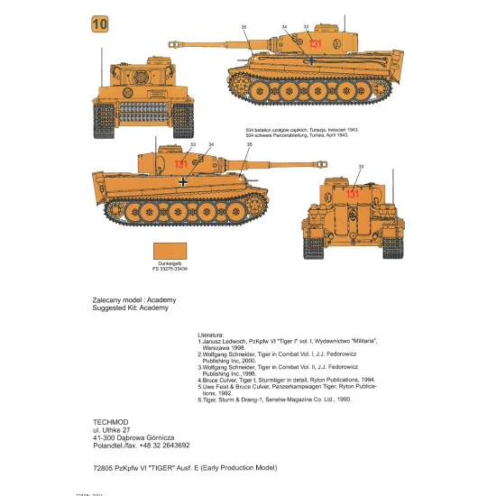 Techmod 72805 1/72 Decal For Pzkpfw Vi Tiger I Early Accessories For Model Kit