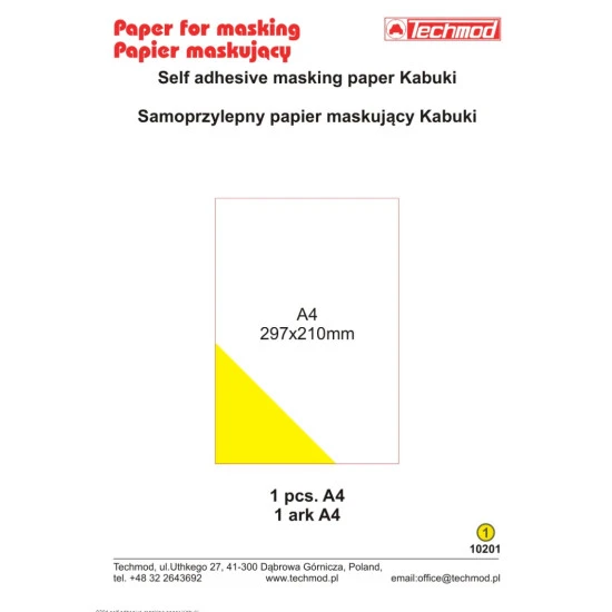 Techmod 10201 Self Adhesive Masking Paper Kabuki 1 Pcs Accessories For Model Kit