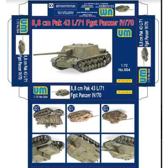 Unimodel 554 1/72 8.8cm Pak 43 L71 Fgst Panzer Iv 70 Plastic Model Kit