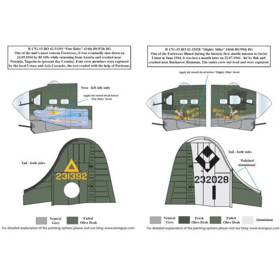 Sbs D48043 1/48 Decal For B-17g Mediterranean Forts Us 15th Air Force In Italy