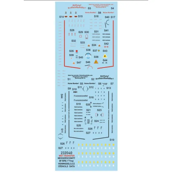 Hgw 232089 1/32 Decal For Bf109e-7 S9 And Fs Accessories For Aircraft