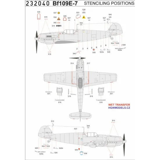 Hgw 232089 1/32 Decal For Bf109e-7 S9 And Fs Accessories For Aircraft
