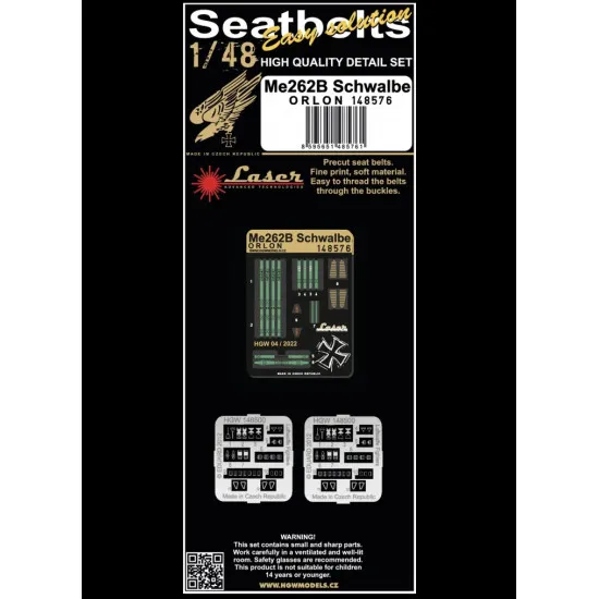 Hgw 148576 1/48 Seatbelts For Me262b Schwalbe Orlon Accessories For Aircraft