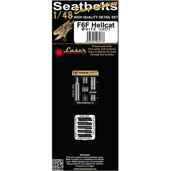 Hgw 148577 1/48 Seatbelts For F6f Hellcat White Accessories For Aircraft