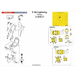 Hgw 148821 1/48 Seatbelts And Mask For P-38j Lightning Basic Line Tamiya