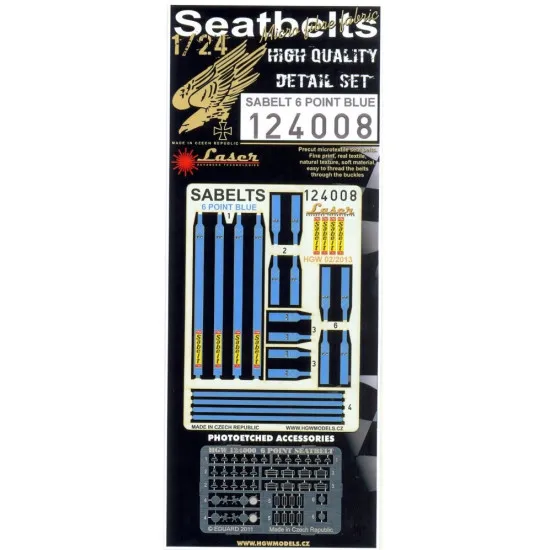 Hgw 124008 1/24 Sabelt 6 Point Seatbelt Blue Accessories For Speedcar