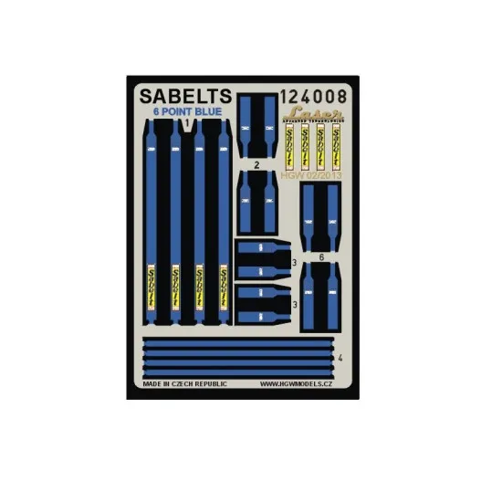 Hgw 124008 1/24 Sabelt 6 Point Seatbelt Blue Accessories For Speedcar