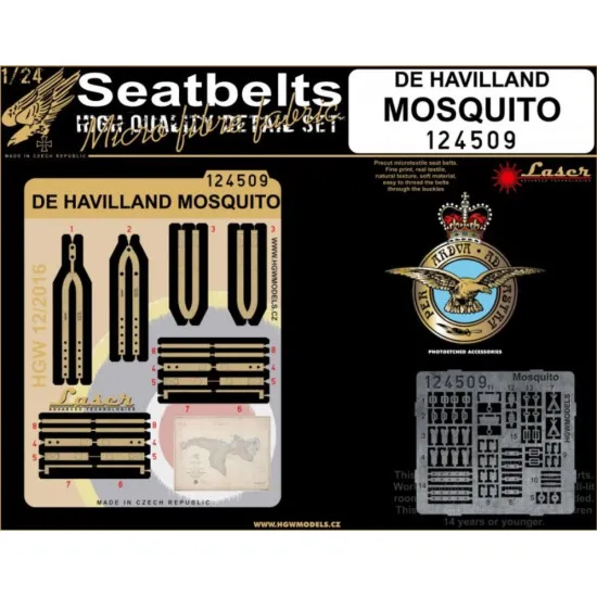Hgw 124509 1/24 Seatbelts For De Havilland Mosquito Accessories Kit